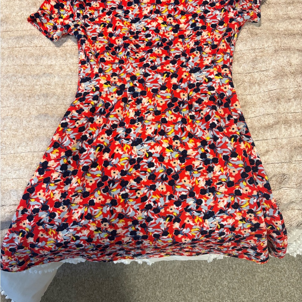 Copper Key Floral Dress - Red, Blue, and Yellow